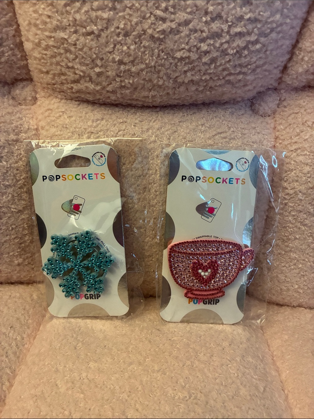 PopSocket Kids Teacup & Snowflake PopGrips - Pink & Blue